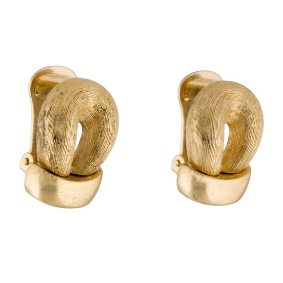 Christian Dior Vintage Gold Loop Clip-On Earrings - Picture 1 of 6